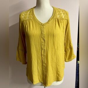 Women’s Cottagecore/Peasant Top, S, Pullover, Mustard Yellow, JohnPaulRichard